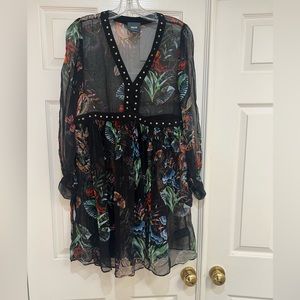 plunge neck dress mini TA3 Plungey Long Sleeve Mini Dress - Black - 3X